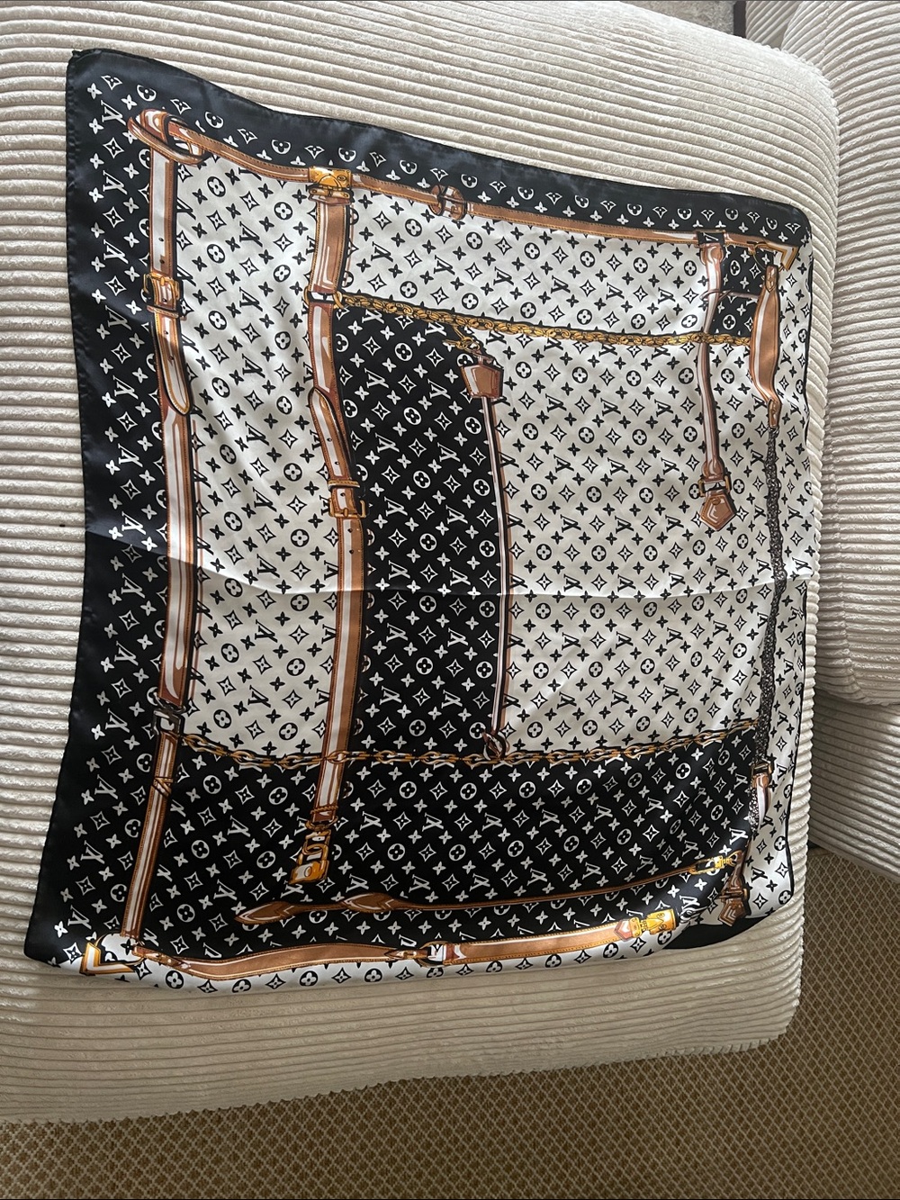 Luxury-Inspired Black & White Patterned Women's Skirt
